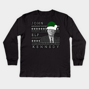 Holiday Sweater: JFK - John Elf Kennedy Kids Long Sleeve T-Shirt